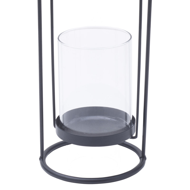 Black Metal and Clear Glass Hanging Candleholder