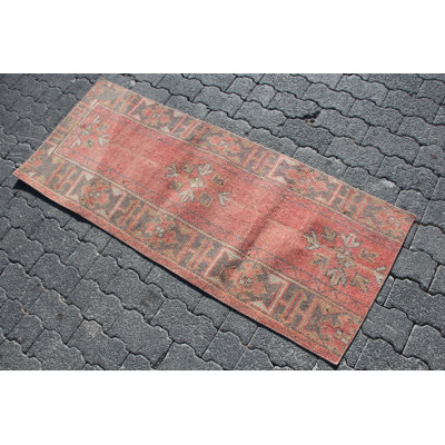 Vintage Anatolian Turkish Patchwork Rug in Red Bohemian Style Ideal for Entryways and Floors