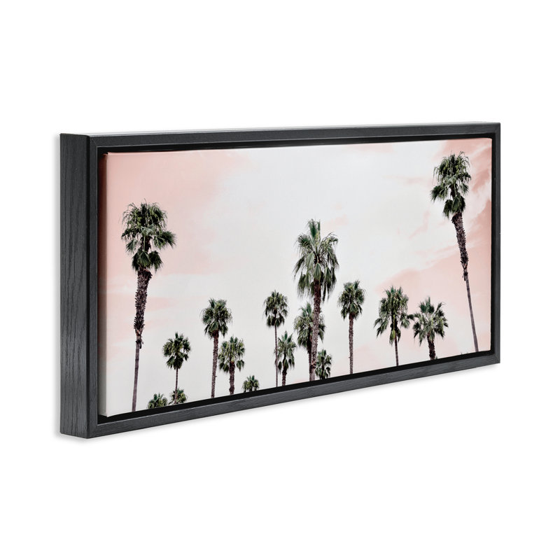 Cadre flottant Laguna Beach Pink Palms, design par Natalie Carpentieri, H 14 po x l 31 po, Cadre flottant noir de jais