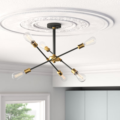 Colebrook 6 - Light Dimmable Sputnik Modern Linear Chandelier