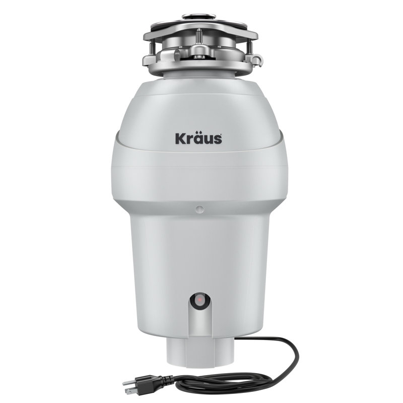 KRAUS Wasteguard Continuous Feed Garbage Disposal With Ultra-Quiet Motor For Kitchen Sink With Power Cord And Flange Included