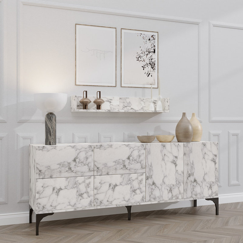 Elegance 55cm Sideboard, Carrara Marble