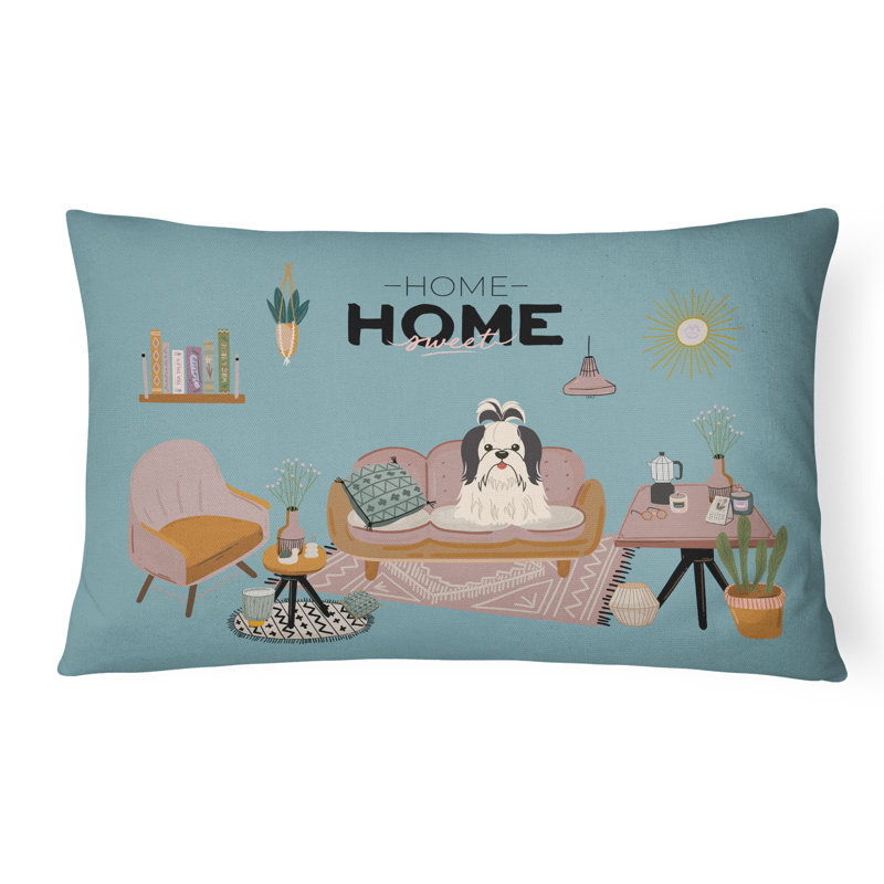  Housse et insert de coussin d'extérieur pour l'extérieur, Shih Tzu noir / blanc