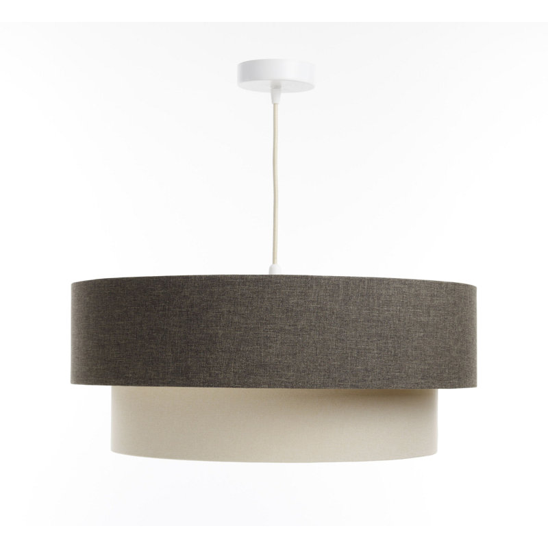 Zygi 1 - Light Cream Drum Pendant, Brown/Beige