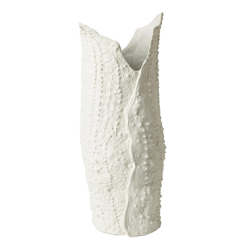 Crocodile Vase-Matte White-Lg, 22" H x 9.25" W x 8.25" D