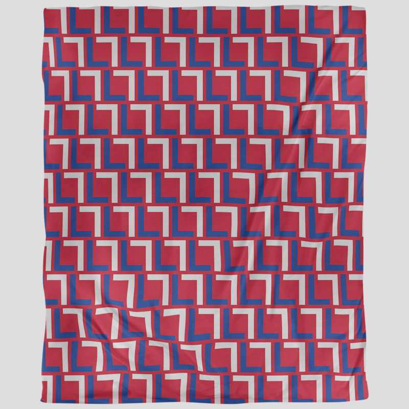 Polyester Geometric Shapes Duvet Cover, Twin Duvet Cover, Blue/White/Red, Brushed Polyester