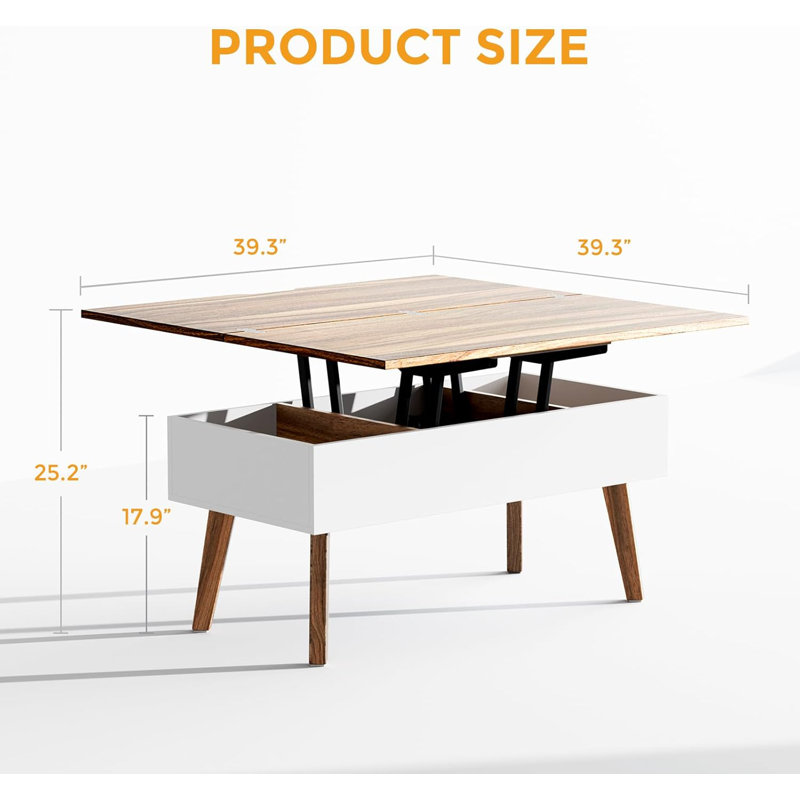 3 In 1 Lift Top Coffee Table With Storage, Convertible To Dining Table Or Work Desk, Easy 10-Minute Assembly, Sturdy Metal Mechanism, Modern Design
