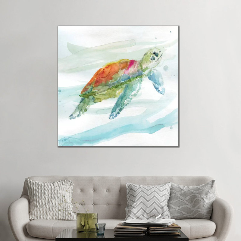 Tortue des tropiques I, H 48 po x l 48 po x P 1,5 po, Toile tendue, Pas de tapis