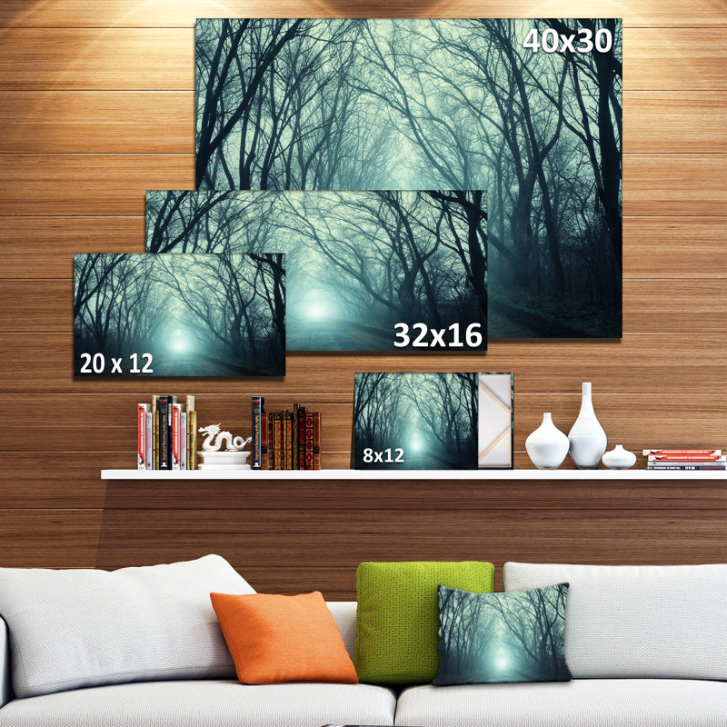 «Fall Forest Path with Green Light», reproduction de photo sur toile tendue, H 16 po x l 32 po x P 1 po