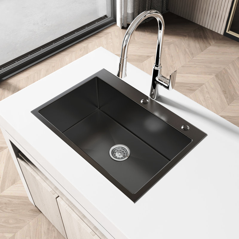 Rectangular Stainless Steel Undermount Basin - 27X19 With Hygienic Coating And Construction 27"X19" Deep Single Bowl Sink -Proof Paint For Durability