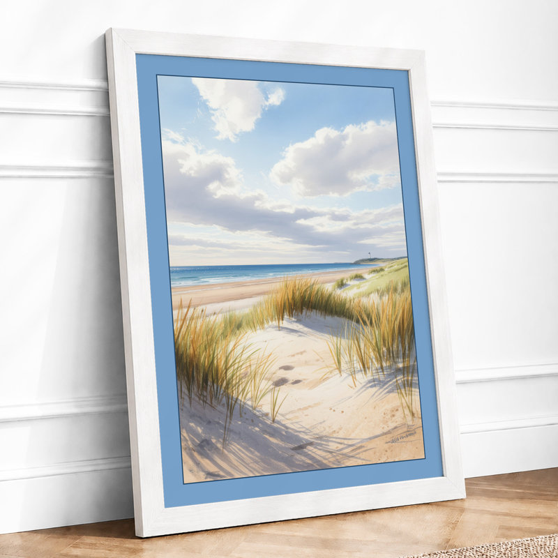 Dunes at Rest Coastal - Framed Print, A3 - 42.0 x 29.7 cm, White