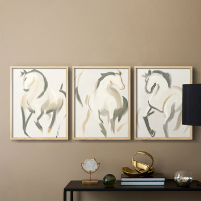Equine  Series  CXVII  -Set Of 3 Framed Giclee Prints -Ready to Hang