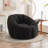 Compression 40"W Pumpkin Bean Bag Sofa For Adults, Soft Teddy Fabric Bean Bag Chair-2043007564