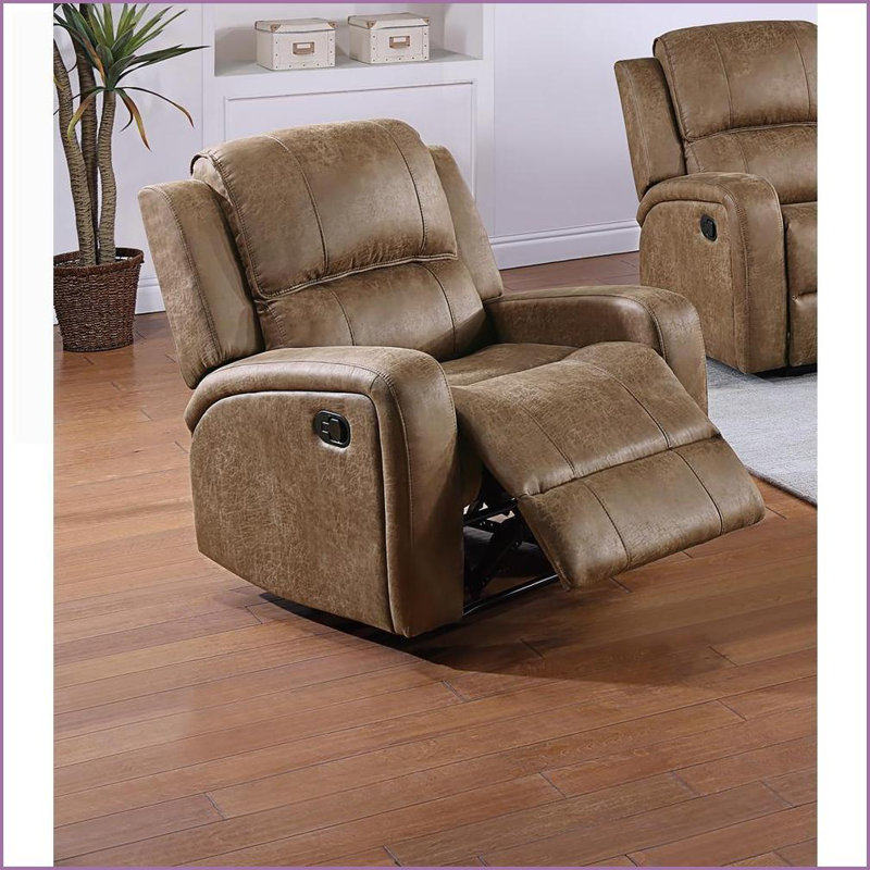 Fauteuil inclinable, mouvement manuel moderne capitonné | Cuir PU châtaignier