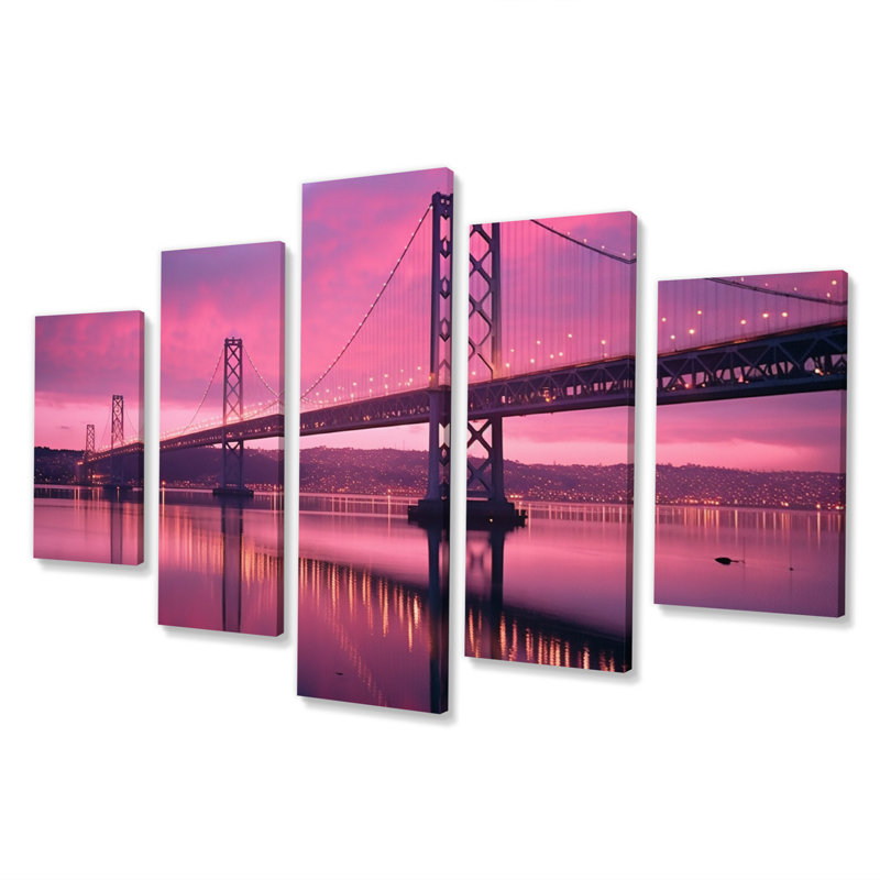 «San Francisco Skyline And Bay Bridge X», reproduction d'art sur toile - 5 panneaux