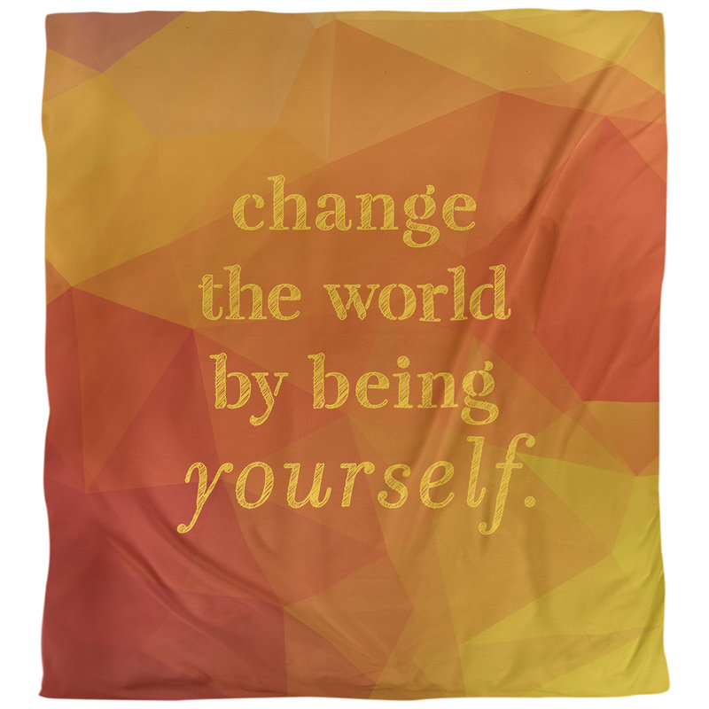 Housse de couette change the world quot, Housse de couette pour très grand lit, Jaune ambre