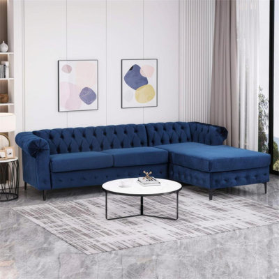 Chafic Modern Sofa Reversible 4-Seater Modular Sectional Sofa Set, Convertible Corner Oversized L-Shaped Sofa Couch, Velvet Sleeper Couch
