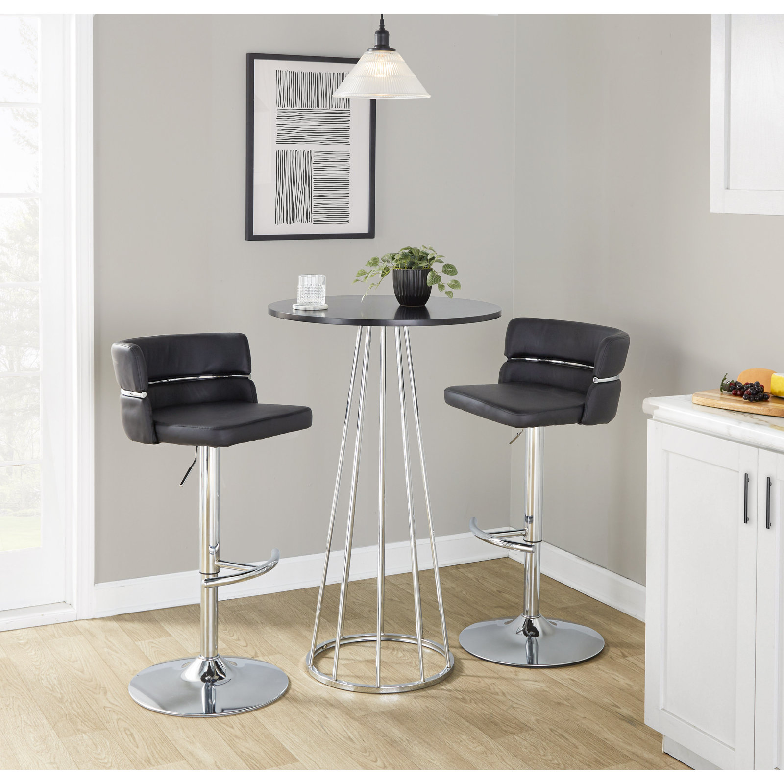 Canary Cosmo Counter Table, Black, Chrome, 42"