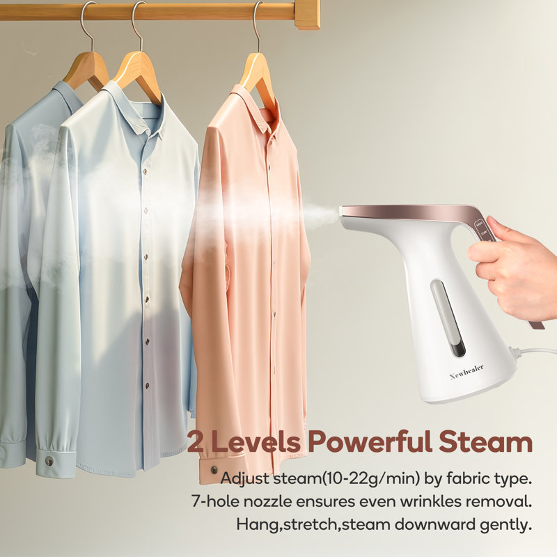 Newbealer Handheld Garment Steamer,2 Level Adjustable Steam Temperature,Vertical Steam,+Mini Handheld Vacuum,Gold