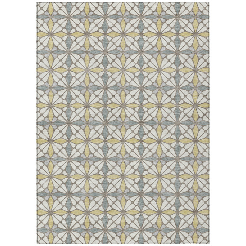 Machine Washable Indoor/Outdoor Chantille ACN2469 Geometric Rug, 8' x 10', Ivory