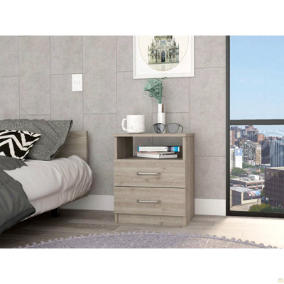 Nightstand 20"H, Two Drawers, One Shelf, Superior Top