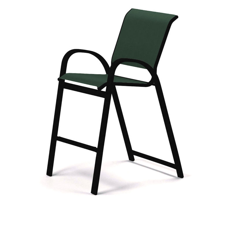 Tabouret de bar Holna, Noir texturé, Vert forêt 22D Sunbrella® vert