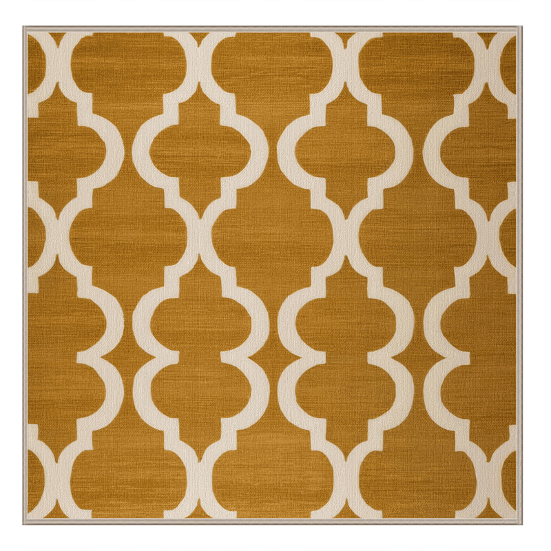Tapis brun treillis lavable à la machine, Carré 4 pi