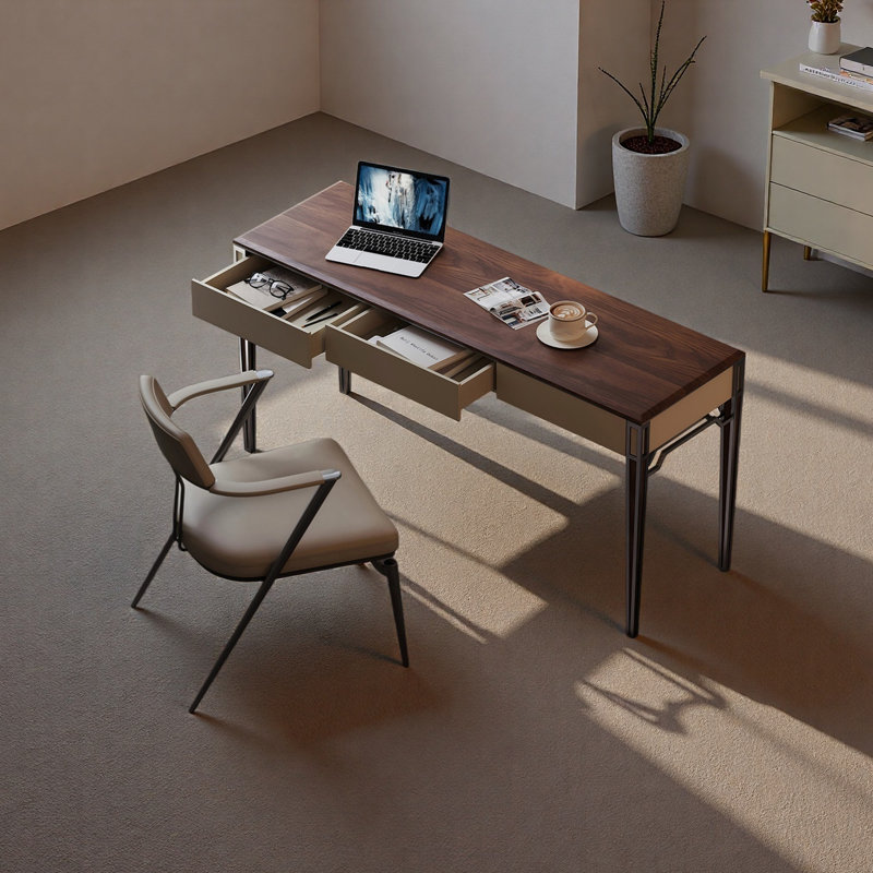 Bureau luxueux en noyer moderne, H 29,52 po x l 55,11 po x P 23,62 po
