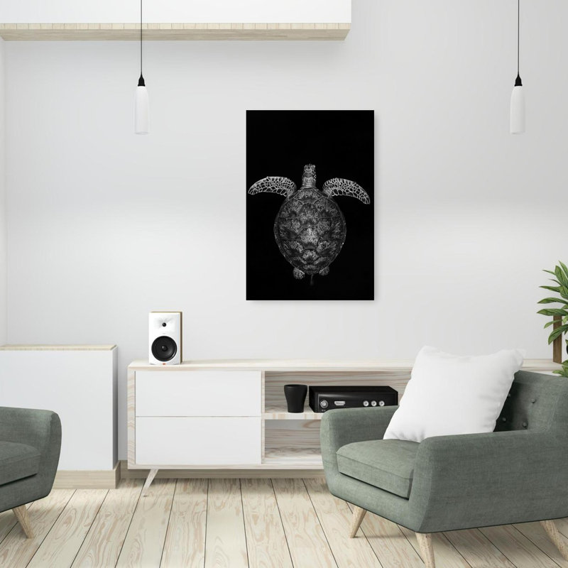 Graceful Sea Turtle Minimalist Peaceful Serene Turtle Nature Ocean Wall Art Print 1 Piece Wrapped Canvas Wall Art