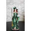 Figurine de sorcière verte Wicca avec manche à balai, livre de sort et chat noir, H 10 po