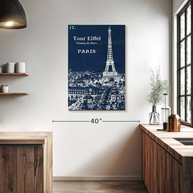 Lilie Blueprint Eiffel Tower, 39" H x 26" W