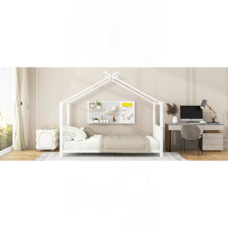 Lit plateforme simple en métal, blanc