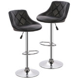 Noaelle Swivel Upholstered Adjustable Height Counter Stool with Metal Frame