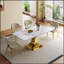 Table de salle à manger rectangulaire de 71 pouces pour 6 à 8 personnes, table de cuisine moderne avec base de sablier plaquée or élégante, grande et élégante