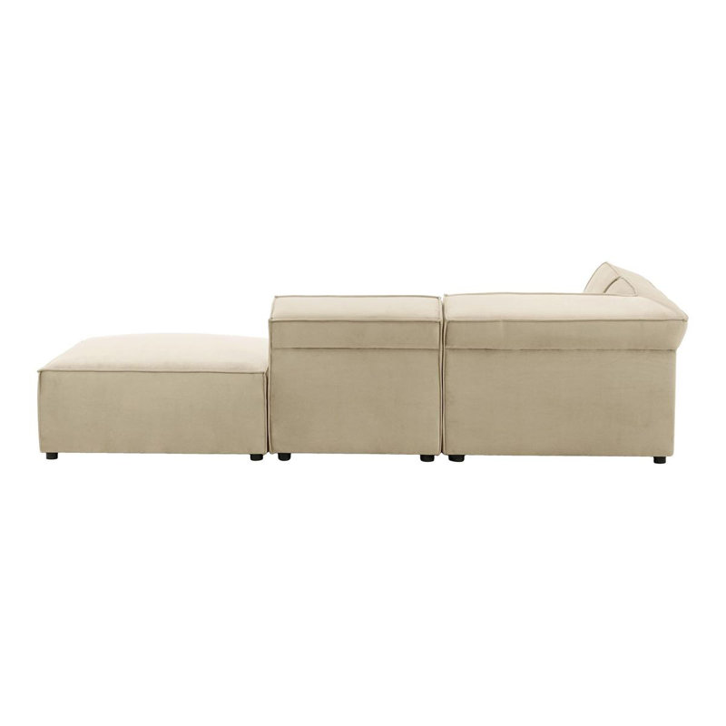 Avilee 5 Seater Velvet Corner Sofa , Beige