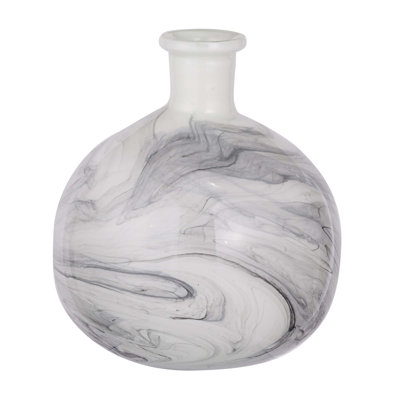 Vase-Black-And-White Swirl