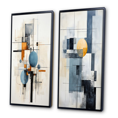 «Beige Blue Suprematism Harmonic Intersections», 2 pièces
