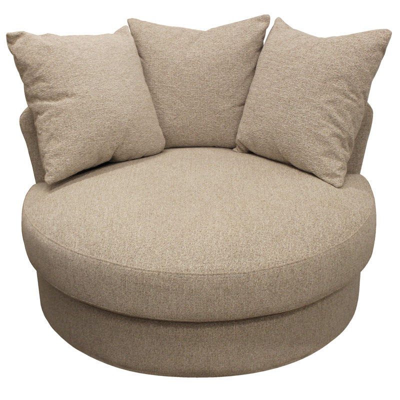 Fauteuil demi-tonneau pivotant en lin Duhaime