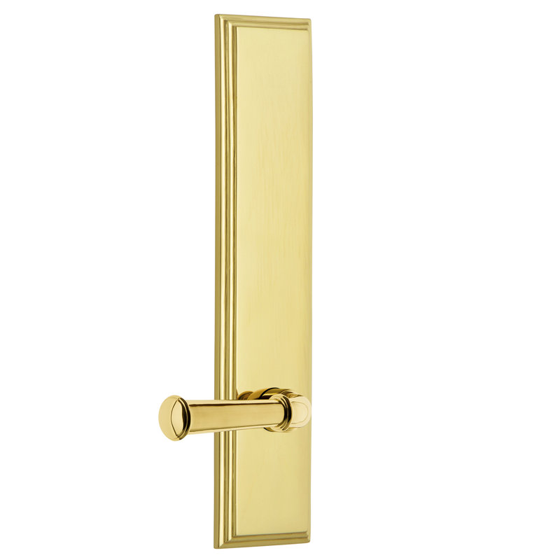 Grandeur Carré Tall Plate Passage with Georgetown Lever, Polished Brass, 2 3/4", Right Handed