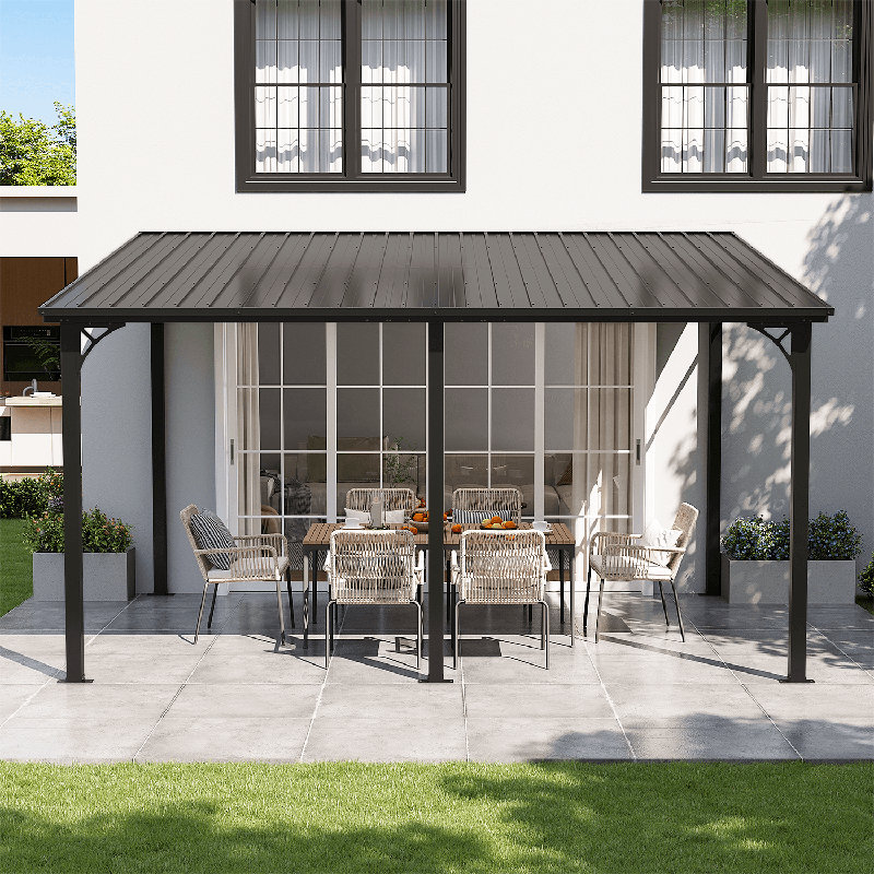 Hardtop Pergola With Galvanized Steel Sloping Roof, 14 ft x 10 ft