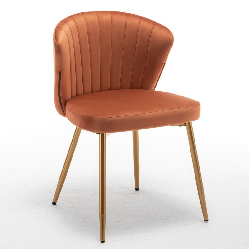 Raffinee Velvet Slipper Chair, Red Orange