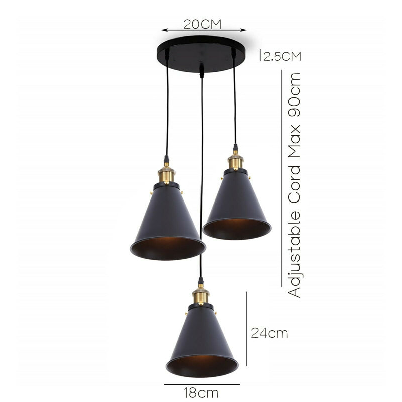 Inola 3 - Light Black Cluster Pendant