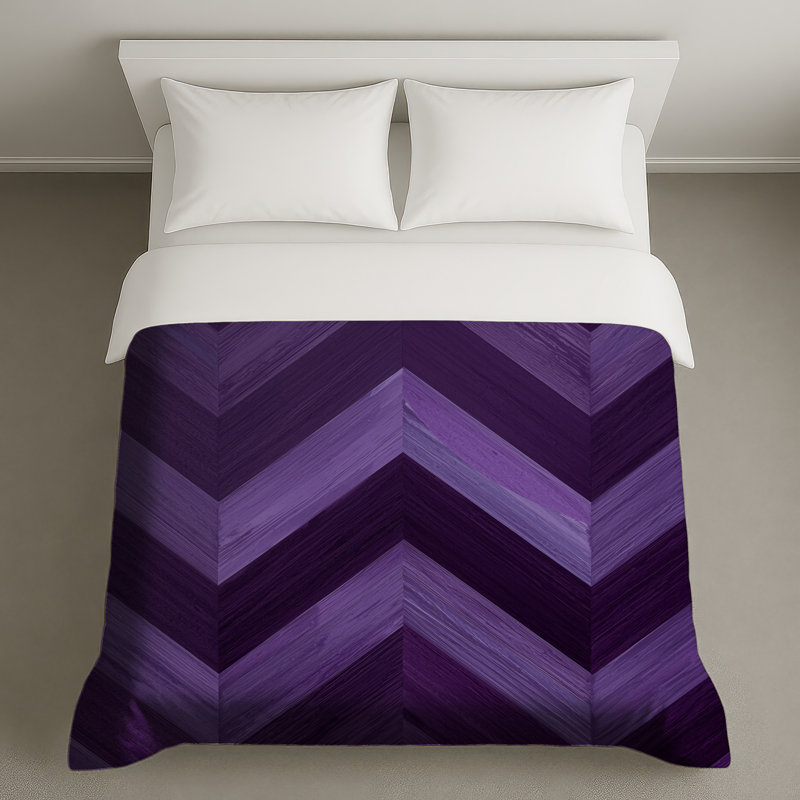 Housses de couette à motif de chevrons mauves, Grand lit