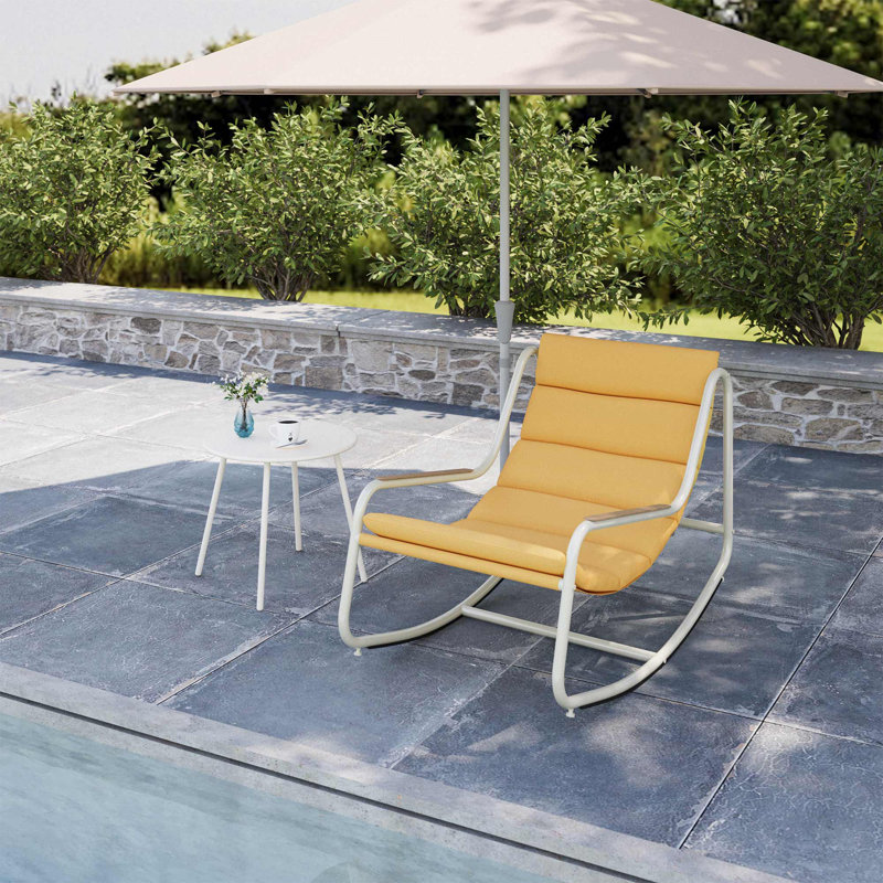 Chaise berçante surdimensionnée pour patio, Jaune / crème