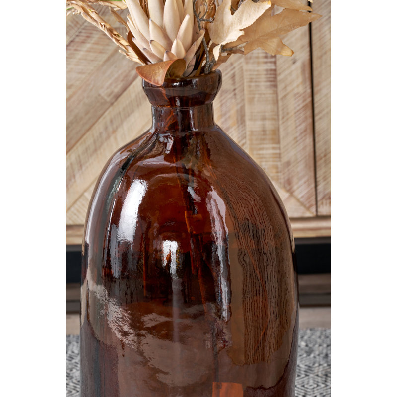 Organic Shaped Recycled Glass Tall Vase, Pecan Brown