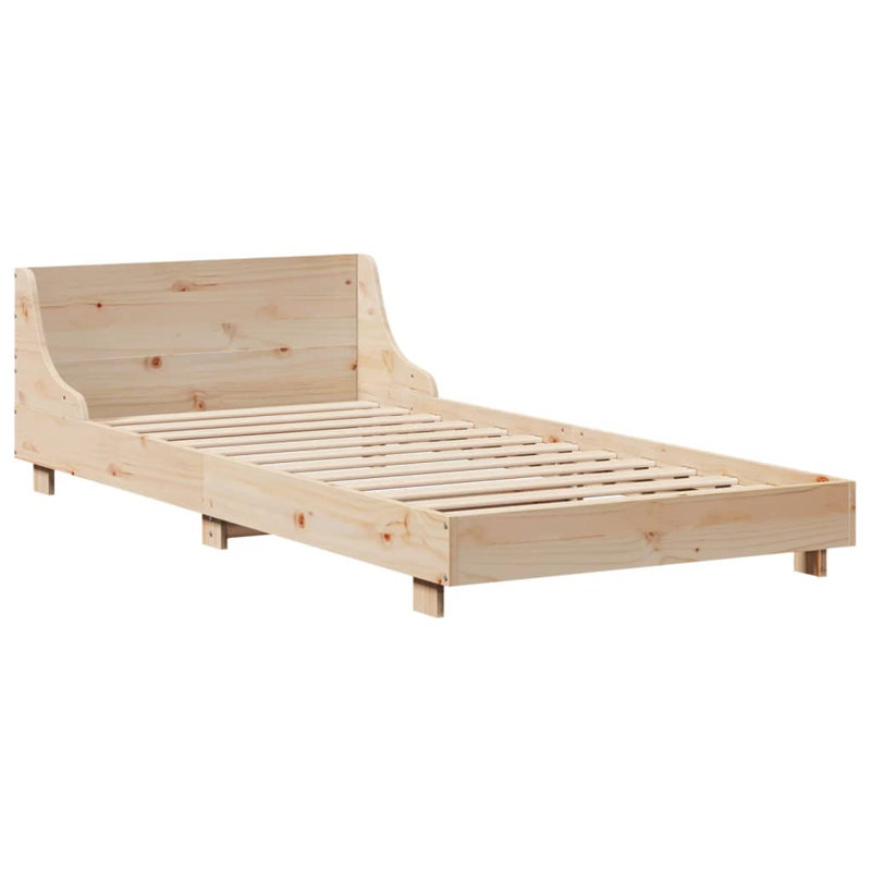 Bed Frame Without Mattress Solid Wood Pine, 90 x 200 cm, Natural