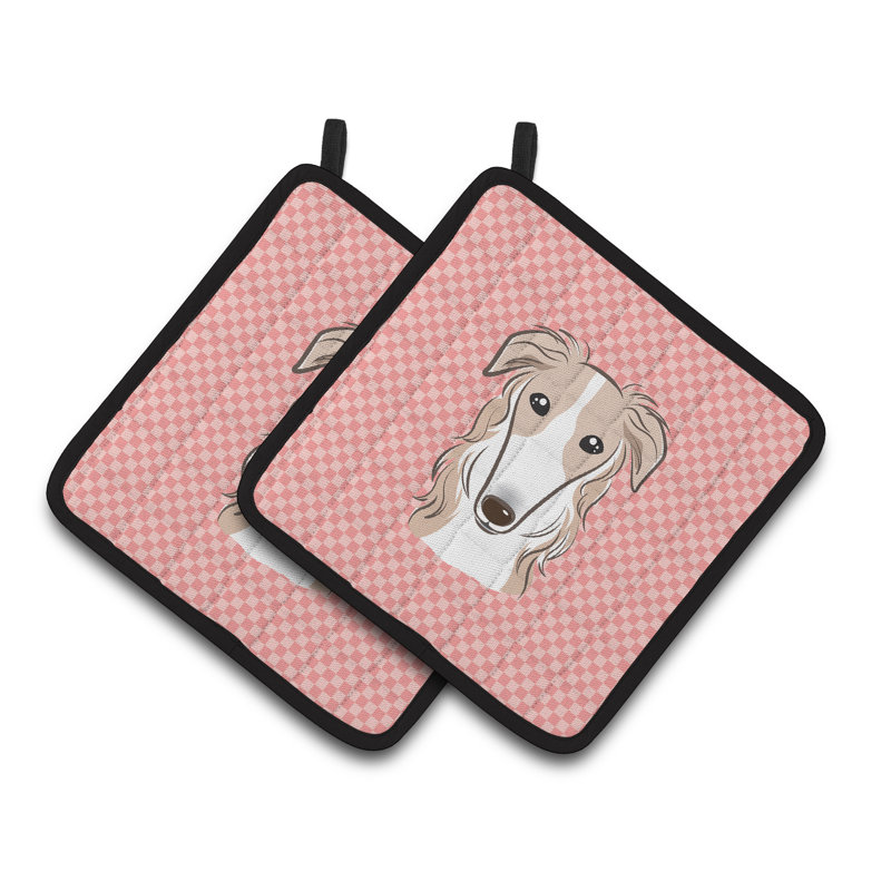 Cuisinier poignée barzoï caroline trésors Checkerboard, Rose