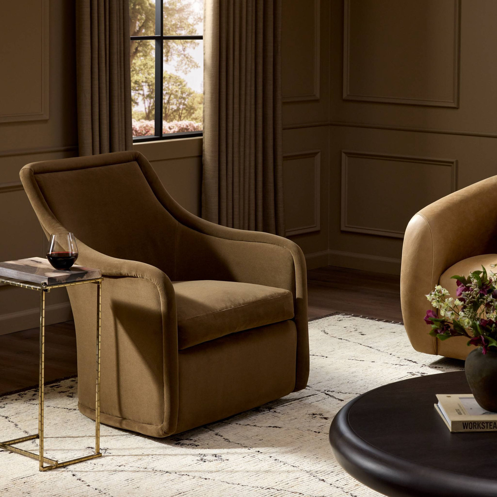 Blaire Swivel Chair-Crypton Henry Coffee, Crypton Henry Coffee