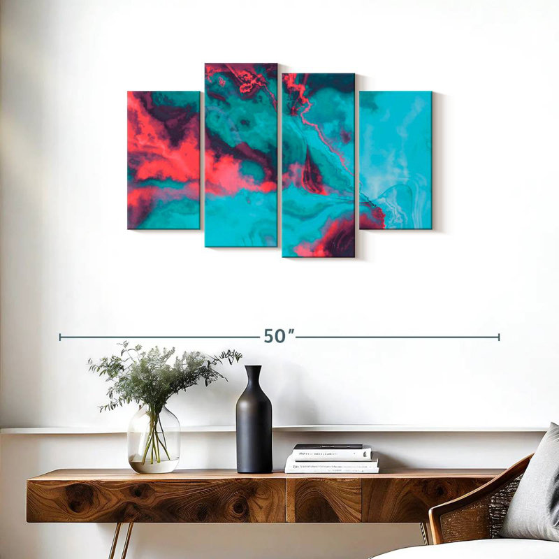 Avery Abstract Red And Blue Ripple, 22" H x 36" W