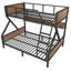 Lit superposé en métal industriel Fynora avec tablettes de rangement, éclairage intégré, conception silencieuse et détails à grain de bois-125427628-125427634